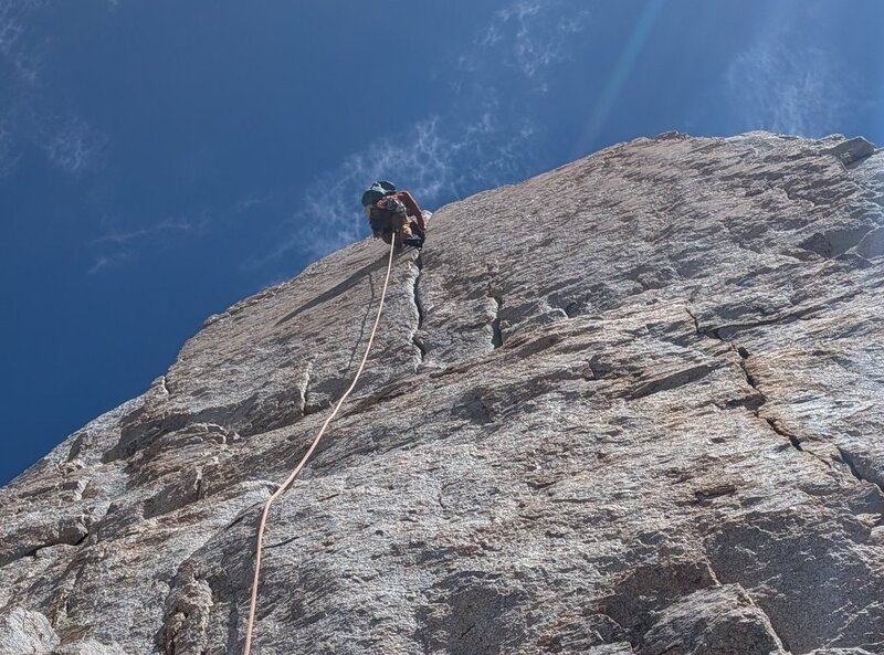 Hand crack near the top of Red Dihedral route
